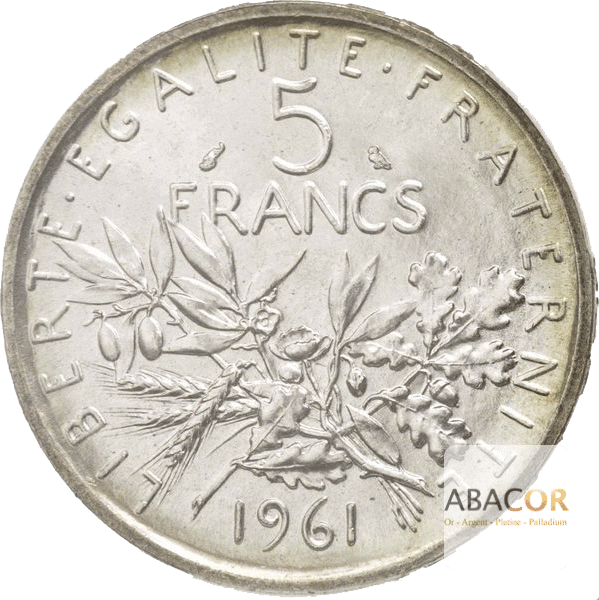 5 Francs Semeuse : Estimation et Prix de la Pièce Argent | Abacor