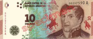 Billet 10 Pesos Argentine ARS Type III recto